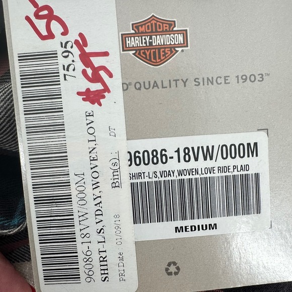 Harley Davidson Womens Flannel Plaid Button Down Shirt Sequins M - Picture 5 of 11